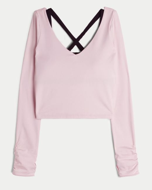 Hollister Pink Gilly Hicks Active Recharge Oberteil im Lagenlook mit V-Ausschnitt