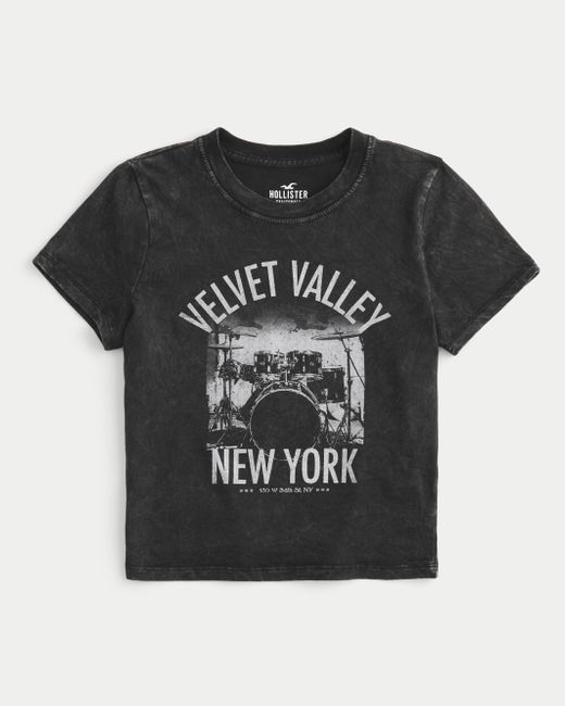 Hollister Black Velvet Valley New York Graphic Baby Tee