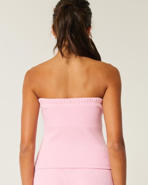 Hollister Pink Gilly Hicks Cozy Waffle Tube Top