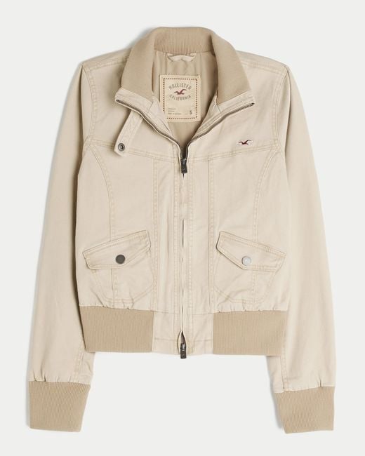 Hollister Natural Zip-up Twill Jacket
