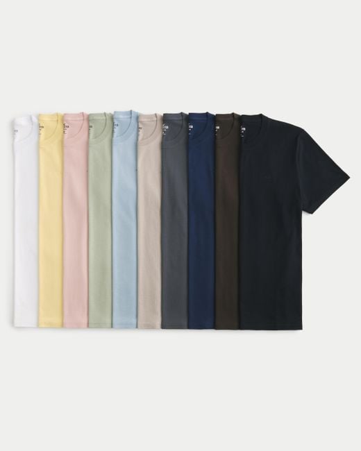 Hollister Multicolor Icon Crew T-shirt 10-pack for men
