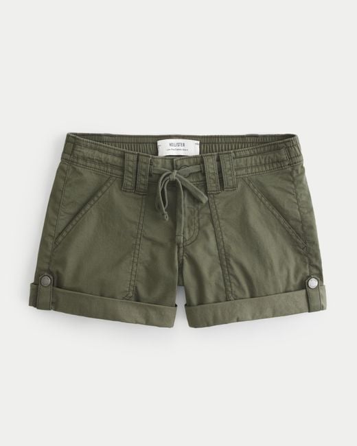Hollister Green Low-rise Adjustable Hem Shorts