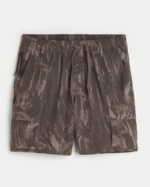 Hollister Brown Hybrid Cargo Shorts 7" for men
