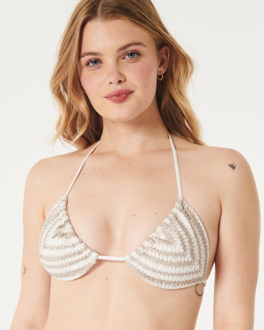 Hollister Natural Crochet-style String Triangle Bikini Top