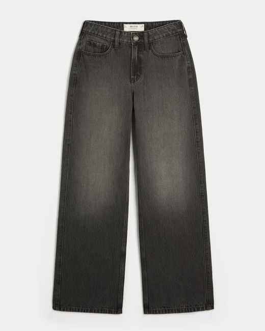 Hollister Gray High-rise Washed Black Baggy Jeans