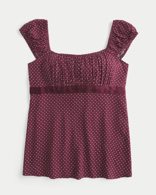 Hollister Purple Lässiges Babydoll-Oberteil zum Binden