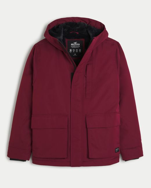 Hollister Red Faux Fur-lined All-weather Jacket for men