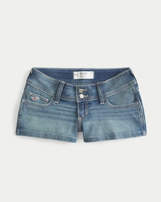 Hollister Blue Ultra Low-rise Denim Shortie Shorts