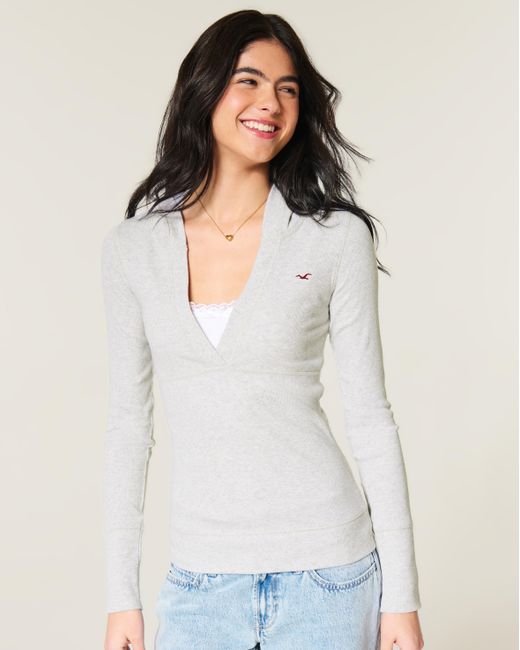 Hollister White Knit Icon Hoodie