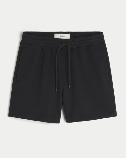 Hollister Black Mid-thigh Loose Fleece Shorts for men