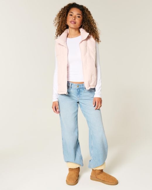 Hollister Pink Winterweste mit Schleifenmuster