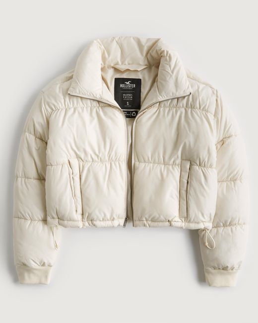 hollister white puffer jacket