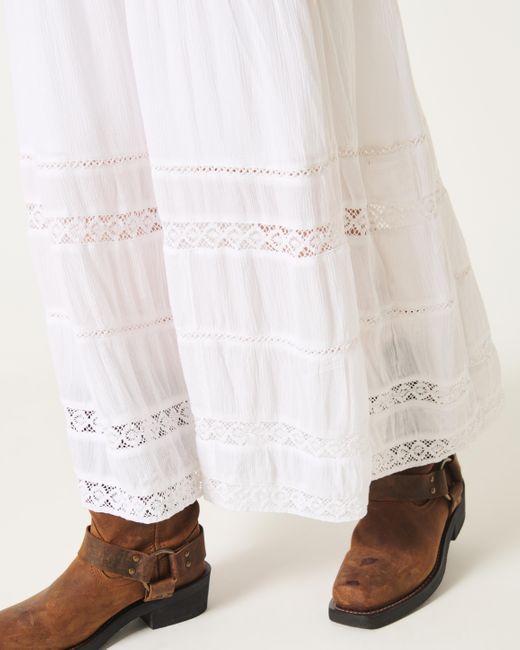 Hollister White Lace Maxi Skirt