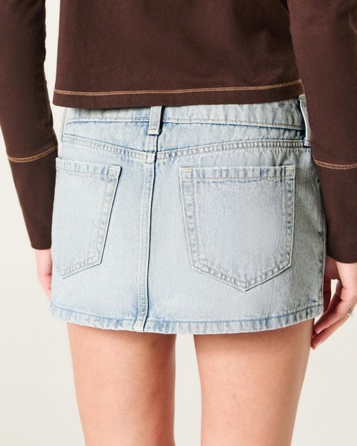Hollister Blue Ultra Low-rise Denim Icon Micro Mini Skort