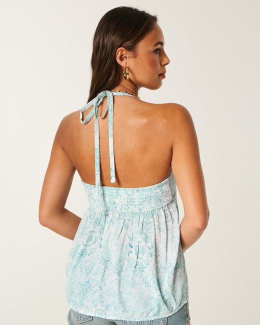 Hollister Blue Halter Babydoll Top