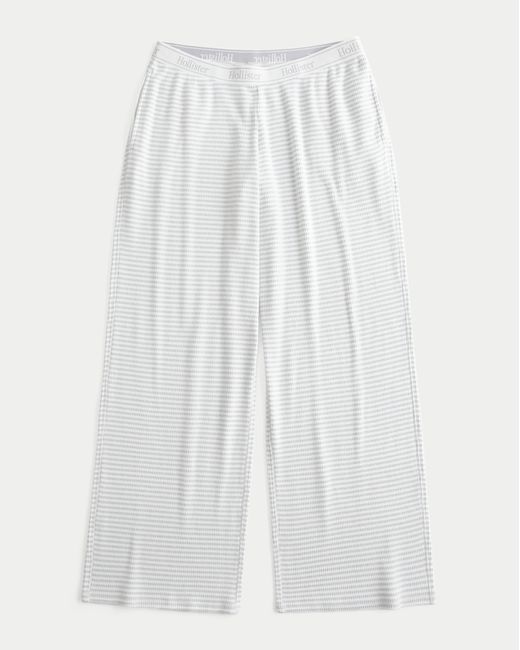 Hollister White Cozy Rib Elastic Waist Wide-leg Pants