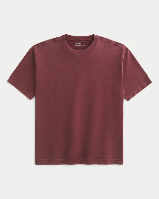Hollister Red Boxy Heavyweight Cotton Crew T-shirt for men