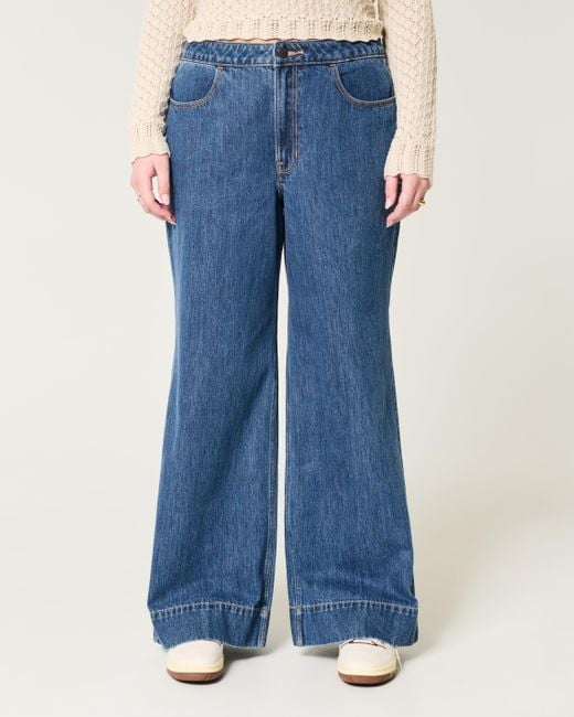 Hollister Blue Ultra High-rise Medium Wash Wide-leg Jeans