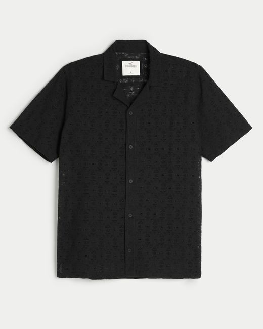 Hollister Black Relaxed Short-sleeve Lace Shirt for men