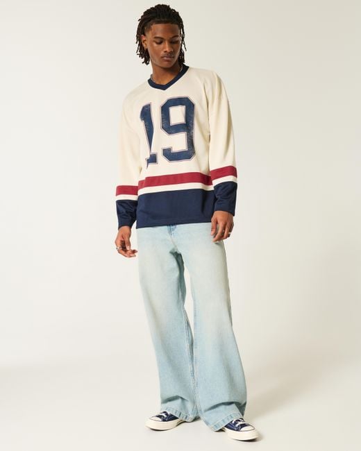 Hollister Blue Baggy Hockey Jersey for men