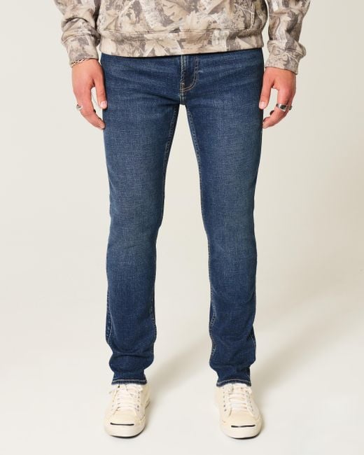 Hollister Blue Dark Wash Skinny Jeans for men