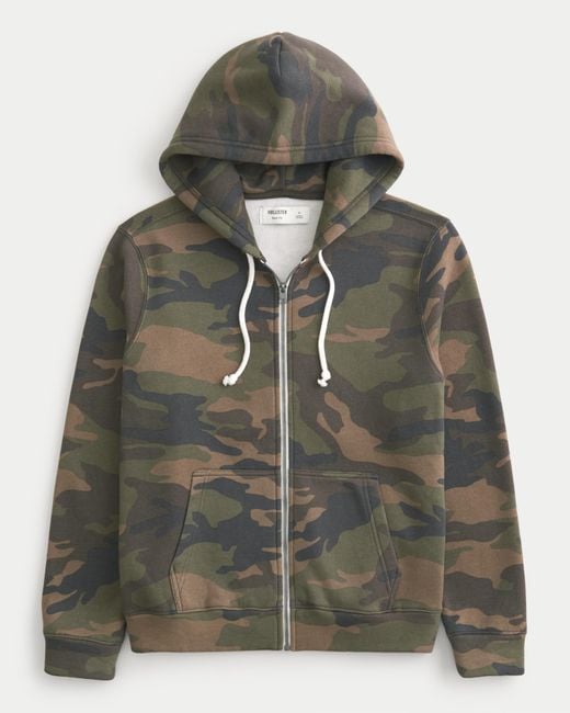 Hollister Gray Hollister Feel Good Camo Zip-up Hoodie for men