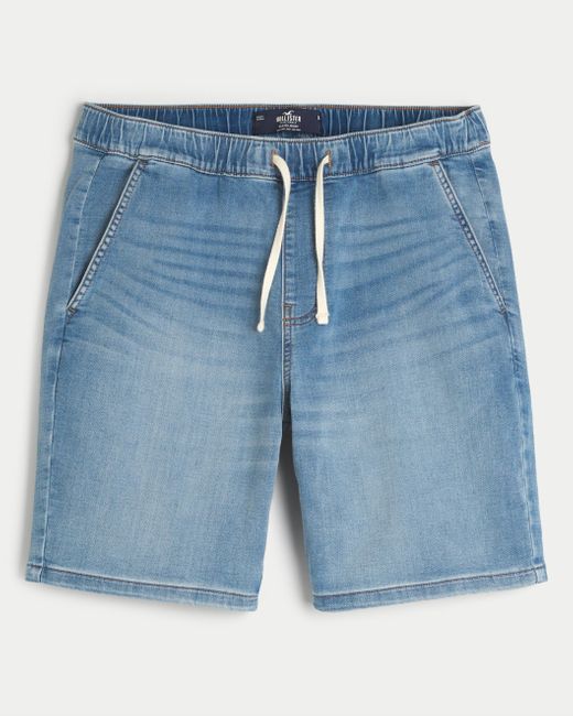 Hollister Blue Just Like Knit Relaxed Above-the-knee Denim Jogger Shorts for men