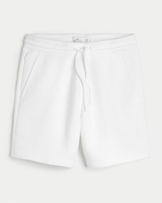 Hollister White Fleece Icon Shorts 7" for men