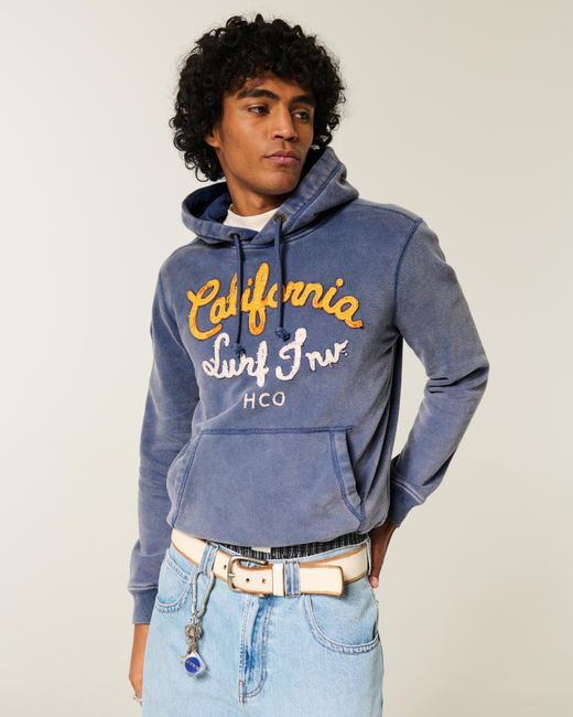 Hollister Blue Logo Graphic Hoodie for men