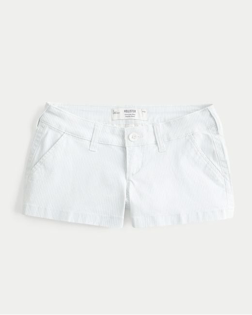 Hollister White Striped Twill Shortie Shorts