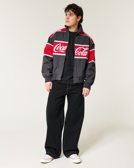 Hollister Gray Coca-cola Graphic Racing Jacket for men