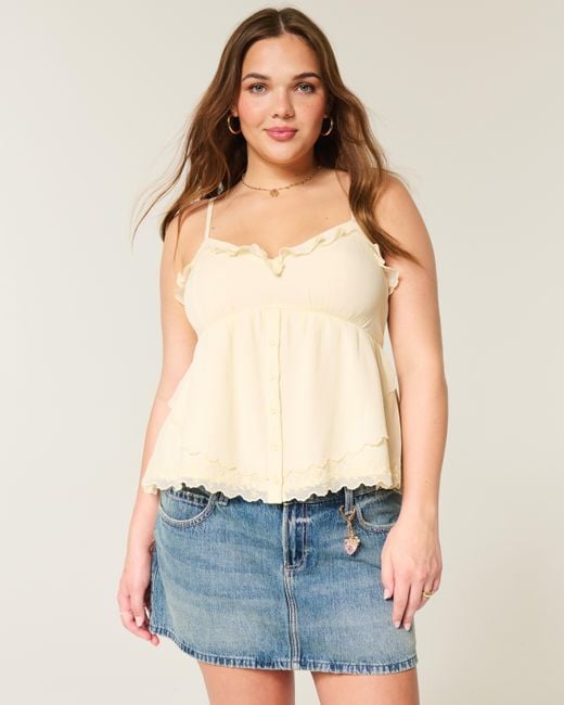 Hollister Natural Easy Chiffon Babydoll Top