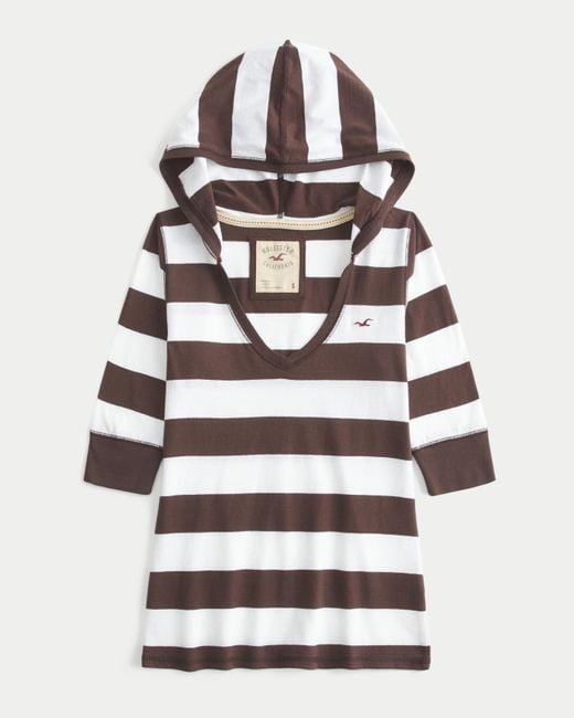 Hollister Gray Half-sleeve Hooded V-neck T-shirt