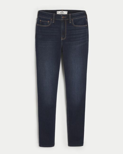 Hollister Blue Curvy High Rise Super Skinny Jeans in dunkler Waschung