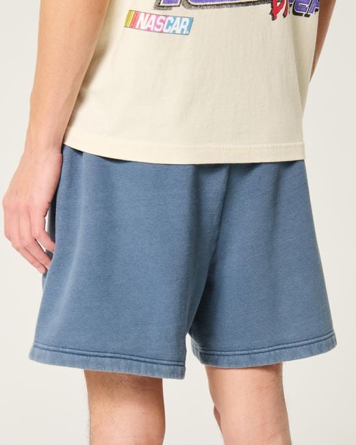Hollister Blue Mid-thigh Loose Fleece Shorts for men