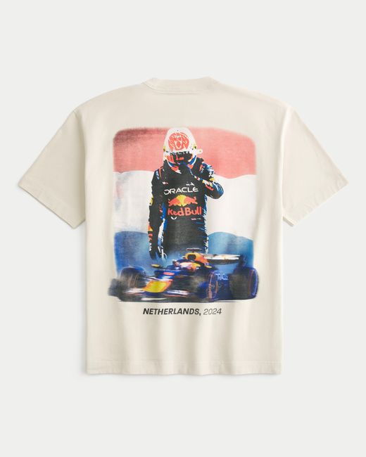 Hollister Blue Boxy Heavyweight Oracle Red Bull Racing Graphic Tee for men