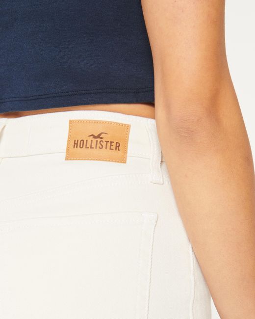 Hollister Natural Ultra High-rise White Denim Mom Shorts