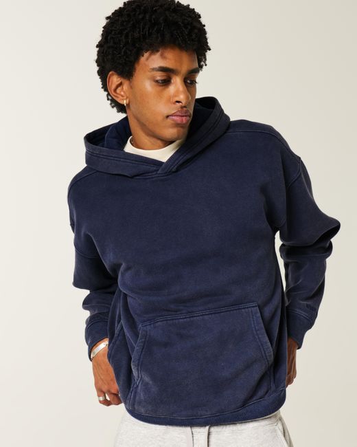Hollister Blue Hollister Feel Good Boxy Washed Hoodie for men