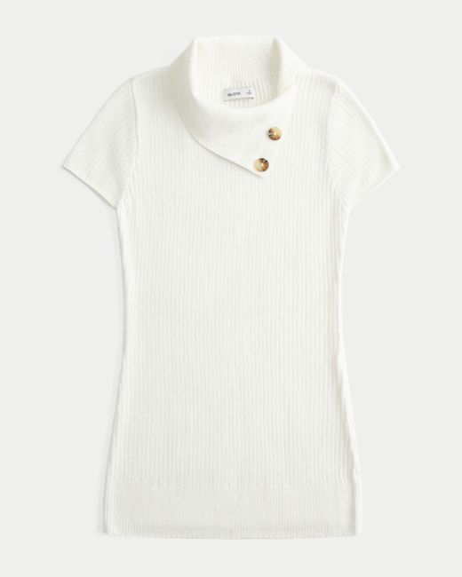 Hollister White Short-sleeve Tunic Sweater