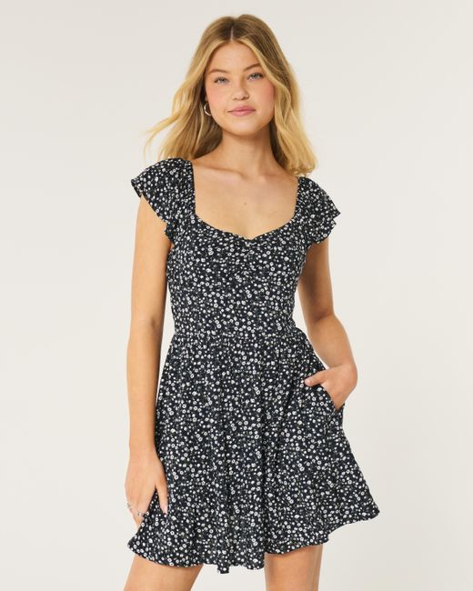 Hollister black floral dress online