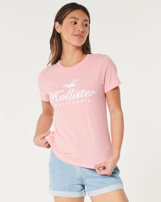 Hollister Pink Easy Logo Graphic Tee