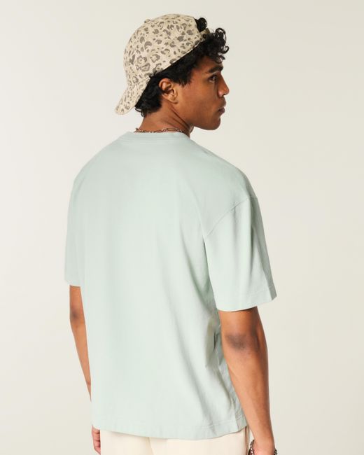 Hollister Blue Boxy Heavyweight Cotton Crew T-shirt for men