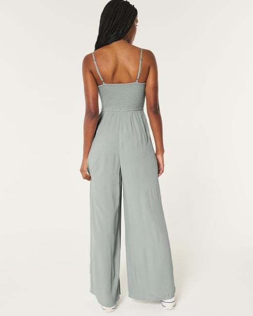 Hollister White Cinched Jumpsuit