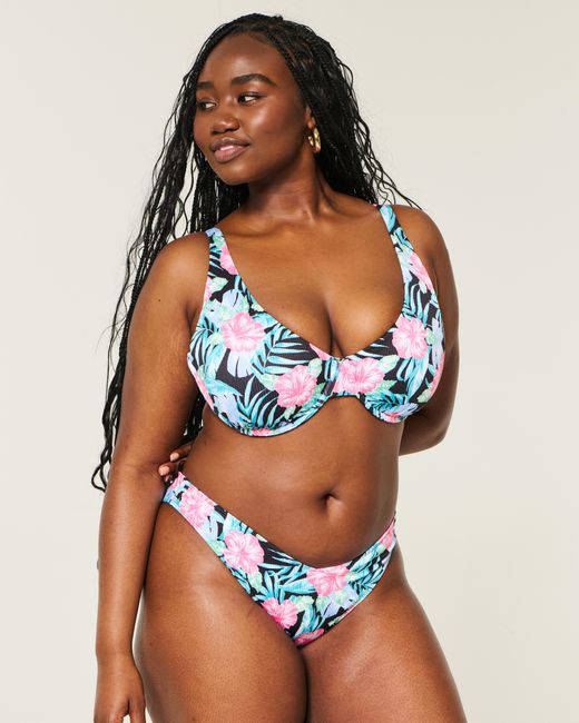 Hollister Blue Curvy High Apex Ribbed Underwire Bikini Top