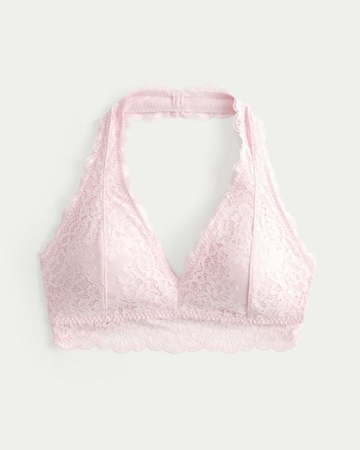 Hollister Pink Lace Halter Bralette