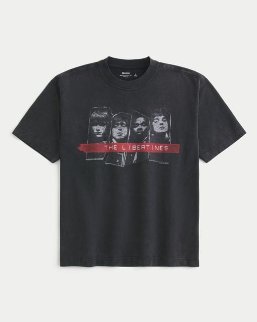 Hollister Black Boxy Heavyweight The Libertines Graphic Tee for men