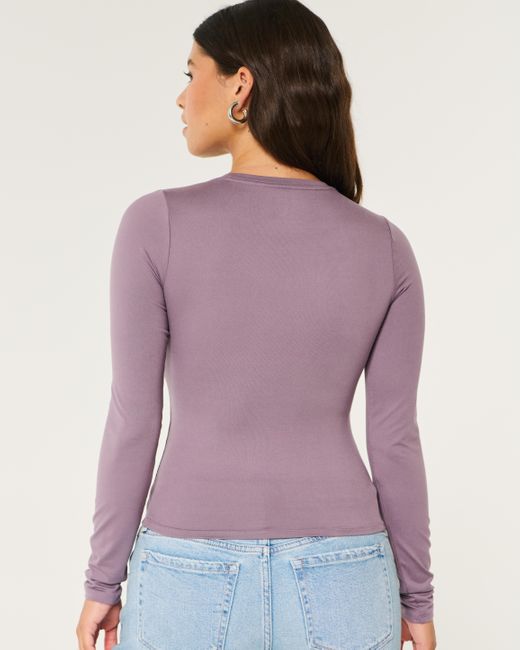 Hollister Purple Soft Stretch Seamless Fabric Long-sleeve Crew Top