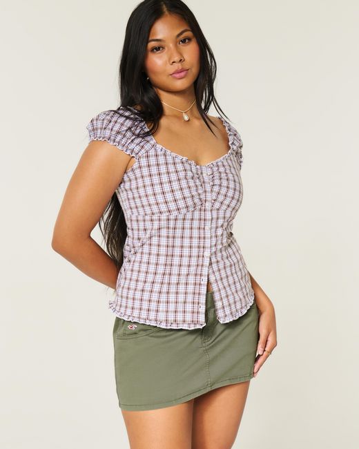 Hollister Green Ultra Low-rise Twill Icon Micro Mini Skort