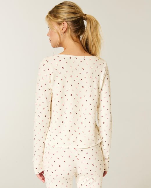 Hollister Natural Gilly Hicks Always Cozy Waffle Long-sleeve Scoop Top