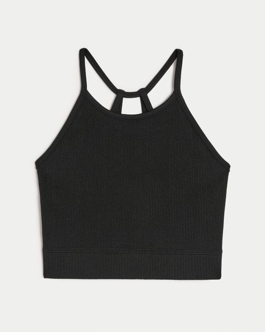 Hollister Black Gilly Hicks Active Ribbed Seamless Fabric High-neck Tank